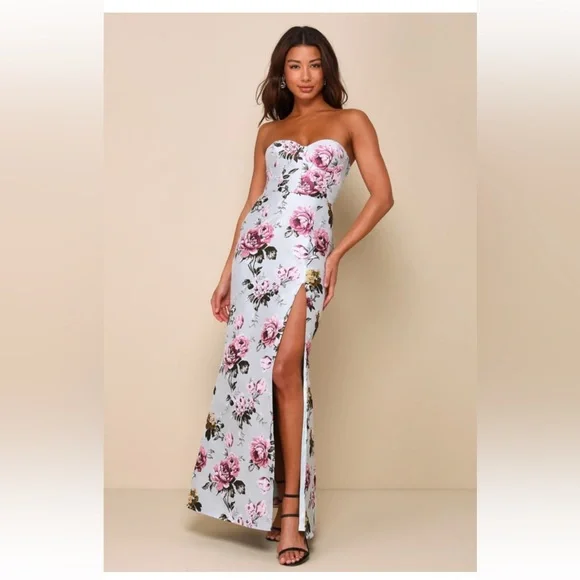 Lulus | Dresses | Lulus Light Sage Green Floral Jacquard Strapless Maxi  Dress Size Medium | Poshmark